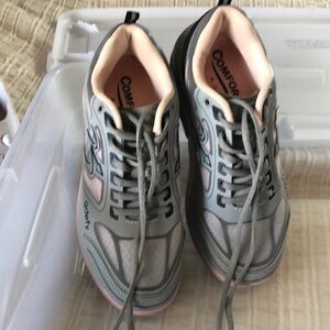 Gray and Pink Athletic Shoes